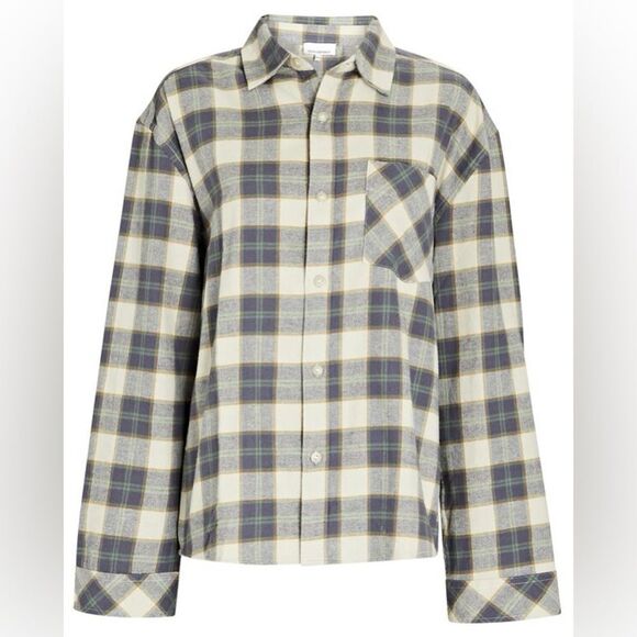 We Wore What women’s green plaid boyfriend flannel button down sz M/L - Picture 8 of 8